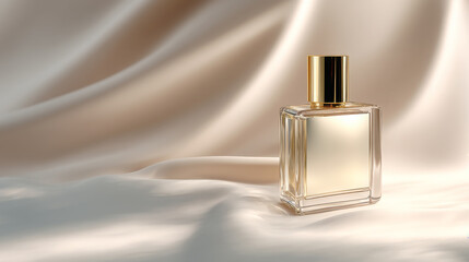 Luxury perfume bottle on silk background