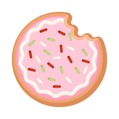 Pink Frosted Cookie with Missing Bite
