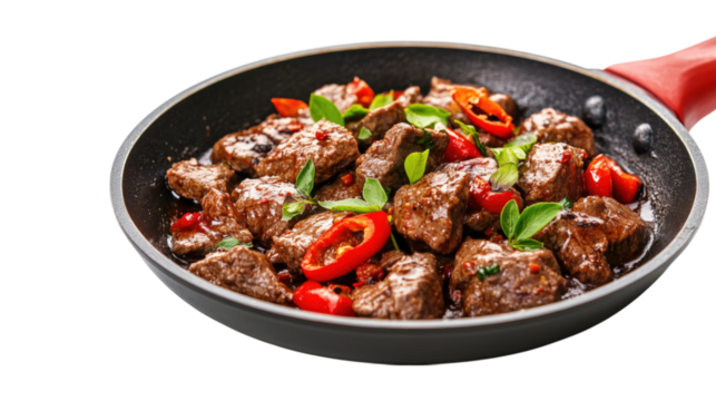Beef Stew with Peppers and Basil isolated on a transparent background