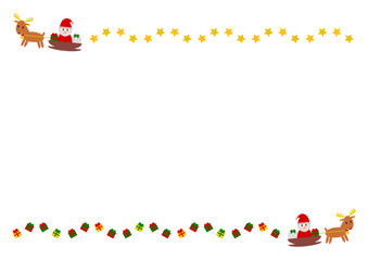 トナカイとソリに乗るサンタのクリスマスフレーム