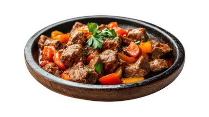 Fototapeta premium Beef Stew with Peppers and Parsley isolated on a transparent background