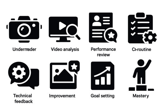 Business and productivity icons: set of flat design symbols for hr and workflow management