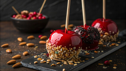 Gourmet candy apples photography