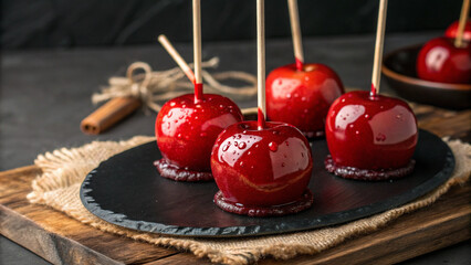 Dark background candy apples