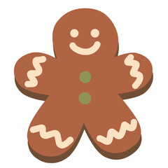 Gingerbread Cookie in Cute Flat Style for Holiday Design