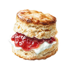 Watercolor illustration of Scone, vector artwork, isolated on white background.