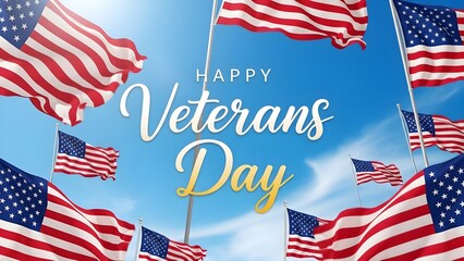 American flag in background with a Veterans Day greeting 