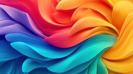 This colorful abstract artwork displays swirling and dynamic shapes in various vibrant colors
