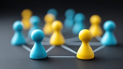 Connected network of colorful figures