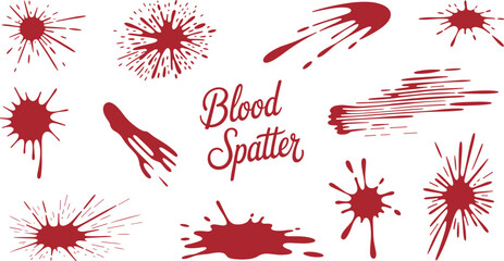 Black ink splatter drip vector set with messy splash stains, abstract splat shapes, grunge paint droplets for artistic design