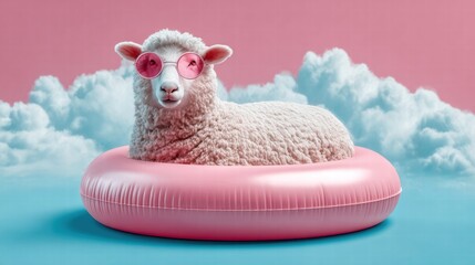 Sheep Enjoying Summer Vacation