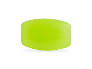 One vibrant neon green rectangular organic craft soap bar with rounded edges isolated on white background used for hygiene cleaning or washing as craft cleansing beauty product for skin and body care