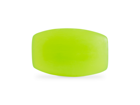 One vibrant neon green rectangular organic craft soap bar with rounded edges isolated on white background used for hygiene cleaning or washing as craft cleansing beauty product for skin and body care