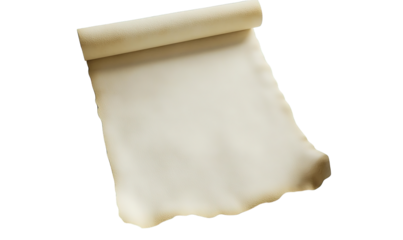 Vintage unrolled parchment scroll blank paper texture isolated on transparent background