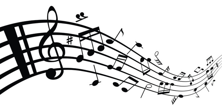 Collection of a musical notes  and Music notes on a stave