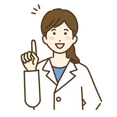 説明する白衣の女性のイラスト