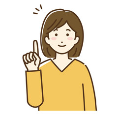 笑顔で指差しをする若い女性のイラスト