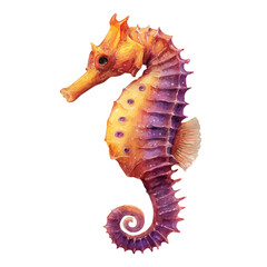 Watercolor vector illustration of Seahorse, isolated on white background. © Andrews