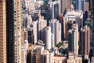Hong Kong city view, skyscrapers and modern architecture