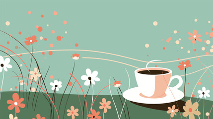 Clean vector illustration of a coffee flower with simple shapes and no gradients