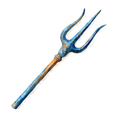 Pitchfork, watercolor painting, vector illustration, isolated on a white background.