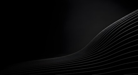 Dark abstract wavy lines flowing across black background