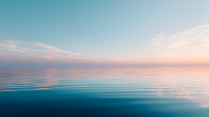 Fototapeta premium Serene Horizon: A breathtaking view of the tranquil sea, with the sky merging seamlessly, embodying peace and serenity.