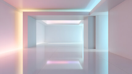 Ethereal Architectural Space: An evocative modern space characterized by clean lines, soft illumination, and a sense of minimalist elegance. A serene, and airy environment.