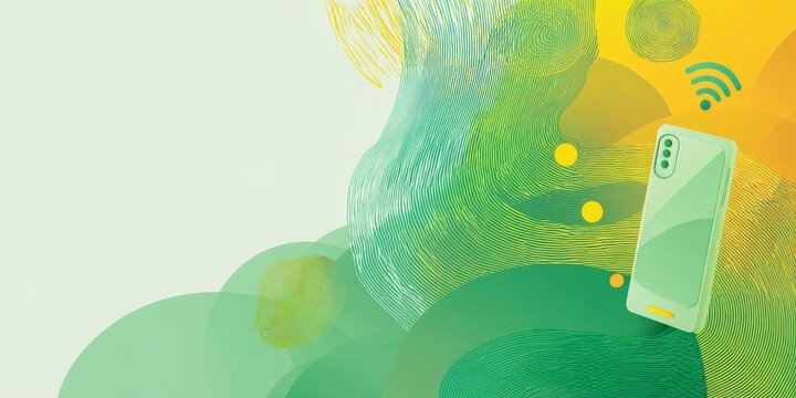 Abstract background with smartphone and wifi icon. Communication and connectivity concept for technology advertising and modern design.