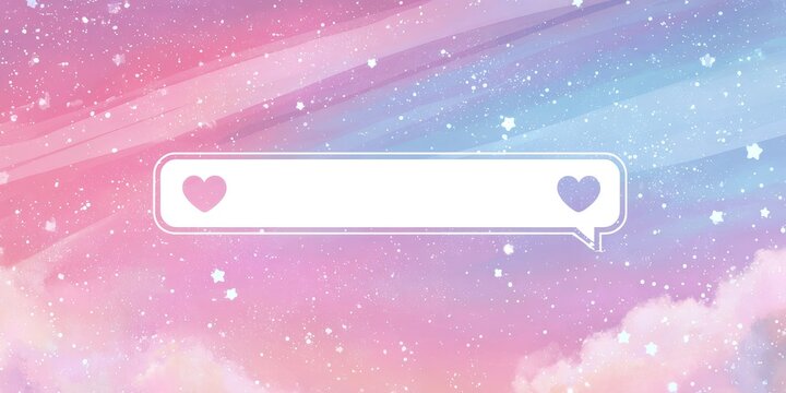 Empty chat bubble with heart icon on colorful gradient background. Social media concept for communication, love, and message.