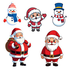 Christmas Santa and Snowman Characters