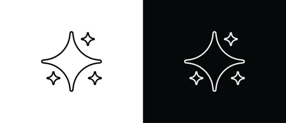 Sparkling star icons in line style. Artificial Intelligence symbol. Sparkling star signs vector illustration in transparent and black background. Editable stroke.