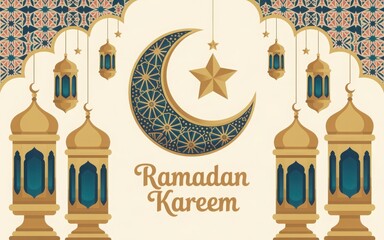 Ramadan kareem islamic greeting illustration