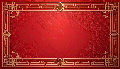Red and gold vintage floral ornament border for Christmas holiday card design
