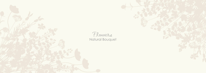 ナチュラルでシックな草花シルエットの背景イラスト