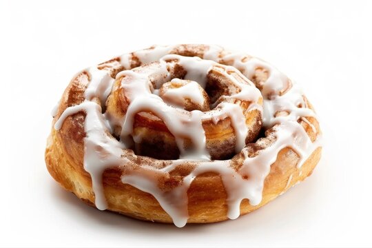 Cinnamon roll swirl pastry with sweet glaze dessert bakery treat isolated on transparent background