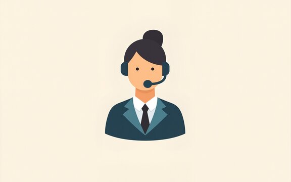 Minimalist icon of customer service representative with headset. High quality