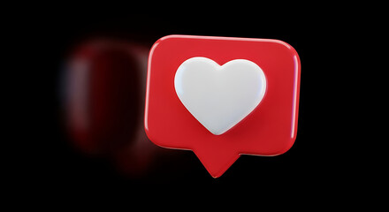 Social Media Love Notification Symbol Red and White Heart Icon for Communication and Connection