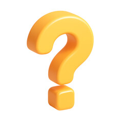 3D question mark icon representing inquiry, help, support, and curiosity for digital communication and information services