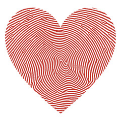 Red Fingerprint Pattern Forming a Unique Heart Shape