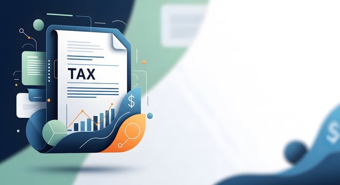 Tax file with graph for company financial planning with blue and orange theme