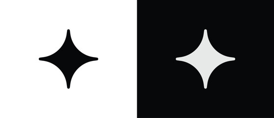 Simple glittering icons, Sparkling star icons in flat style. Artificial Intelligence symbol. Sparkling star signs vector illustration in transparent and black background. 