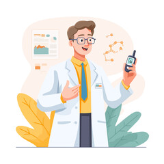 A Doctor Explaining Blood Glucose Levels in a Vector Illustration