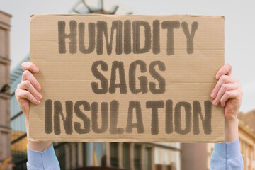 "Humidity Sags Insulation" Waterlogged materials lose thermal efficiency. ATTIC. WALLS. MOISTURE. ENERGY. EFFICIENCY.