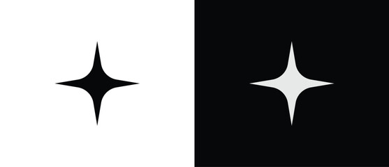 Simple glittering icons, Sparkling star icons in flat style. Artificial Intelligence symbol. Sparkling star signs vector illustration in transparent and black background. 