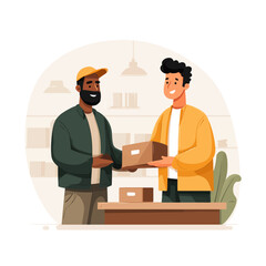 Delivery man handing a package to a customer