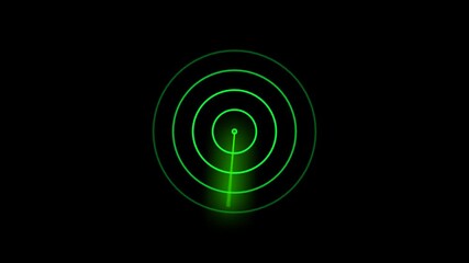 Glowing green radar-style circular scan animation with smooth sweeping motion and transparent background, perfect for tech visuals, interfaces, infographics, and modern video projects. - Powered by Adobe