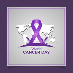 Vector illustration of World Cancer Day social media template