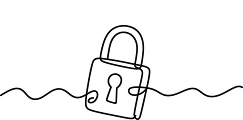 Padlock continuous line drawing Vector