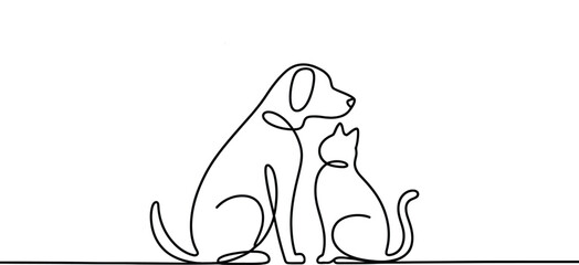 Dog and cat line art Vector